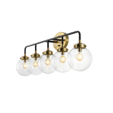 Caleb Brass Vanity Wall Sconce Clear